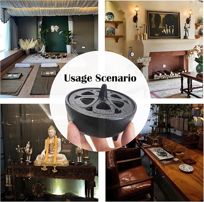 Small Cast Iron Incense Burner Holder, Home Decor, Bowl Design with Decorative Lid, Black Incense for Sticks, Resin, Cone Incense or Wax Melts - Bloomnest