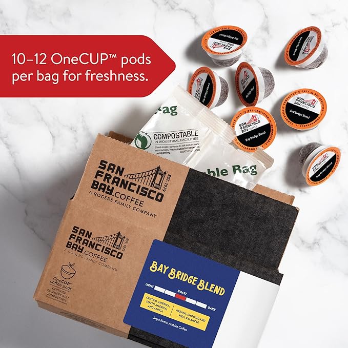 San Francisco Bay Compostable Coffee Pods – Bay Bridge Blend (80 Ct) K Cup Compatible, Medium Roast - Bloomnest