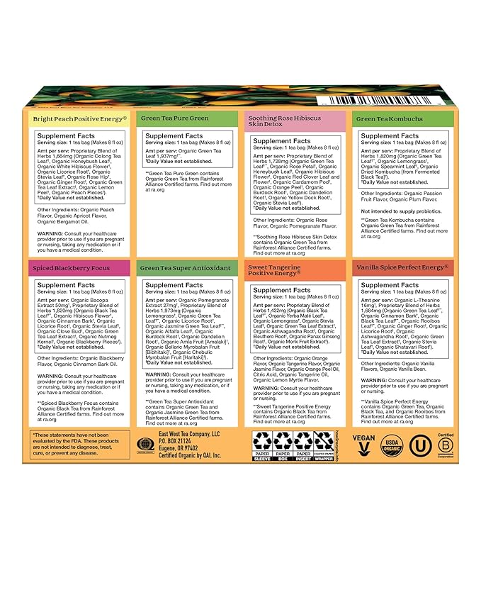 Yogi Organic Tea Energy Sampler Box (32 Tea Bags) - 8 Energizing Black & Green Teas - Contains Caffeine - Gift Set & Variety Pack - Bloomnest