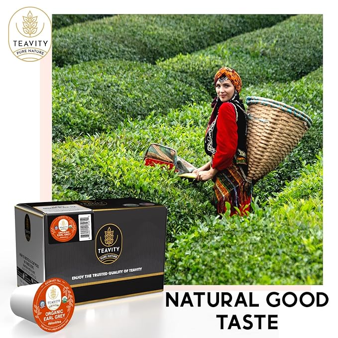 Organic Earl Grey Tea Pods for Keurig - Caffeinated Unsweet Black Tea for K Cup Brewing by Teavity (36 Tea Pods) - Bloomnest