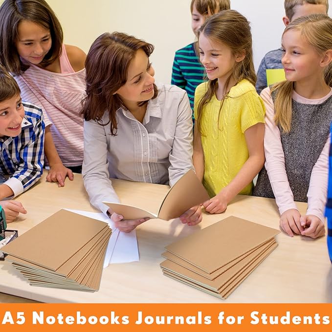 Mimorou 100 Pcs Journals Notebooks Bulk - Kraft Softcover A5 Small Notebooks 5.5 Inch x 8.3 Inch Notepads with 60 Page 30 Sheet for Writing Sketch Travel Office Supplies(Brown,Dot) - Bloomnest