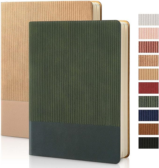Lined Journal Notebook for Work College Ruled Note Book 5.79"x8.27" A5 PU Leather Daily Journaling 216 Pages for Women Men Writing Home School Supplies Business (Khaki/Green) - Bloomnest