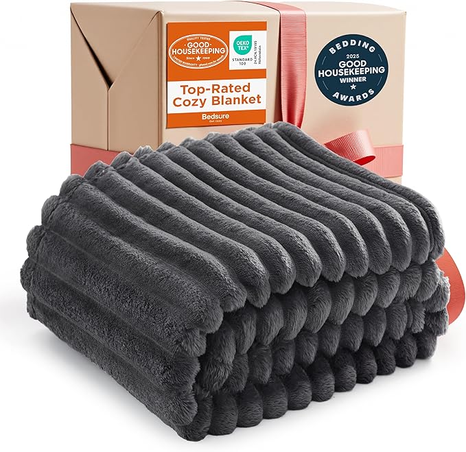 Bedsure GentleSoft Grey Fleece Blanket for Couch - Cozy Soft Blankets for Women, Cute Small Throws for Girls, 50x70 Inches - Bloomnest