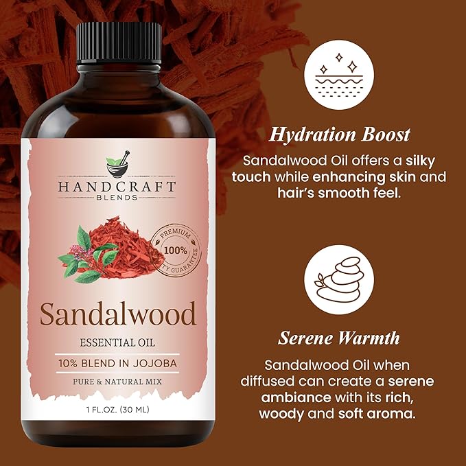 Handcraft Blends Sandalwood Essential Oil – 1 Fl Oz – 100% Pure and Natural – Premium Grade Essential Oil for Diffuser and Aromatherapy, Skin, Massage, Candle and Soap Making Fragrance - Bloomnest