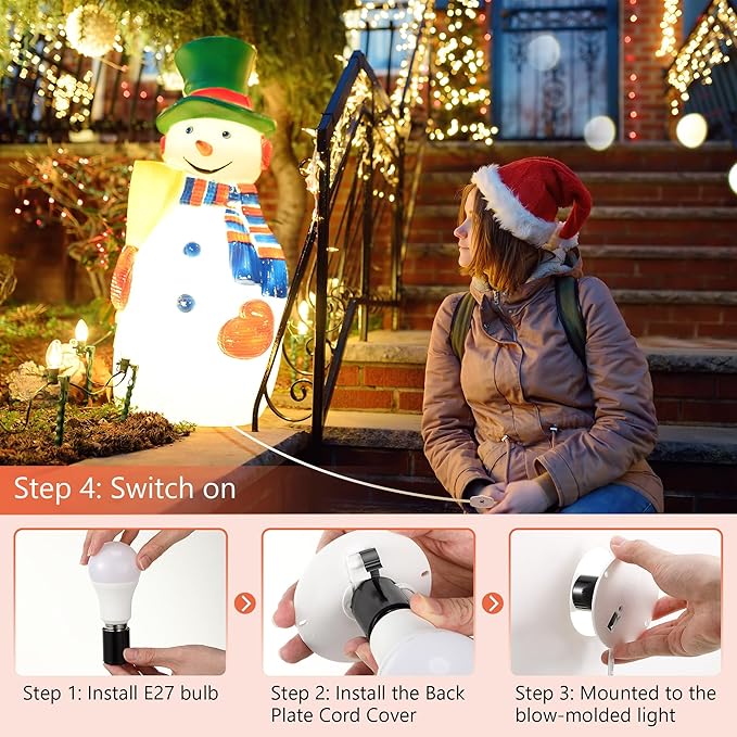 Meonum 10 FT Blow Mold Light Cord with 2 E27 E26 Light Bases, Compatible with MB48 Replacement Cord for Blow Molds, Mold Accessory Cord Kit with Switch Fuse Plug for Halloween Christmas Salt Lamp