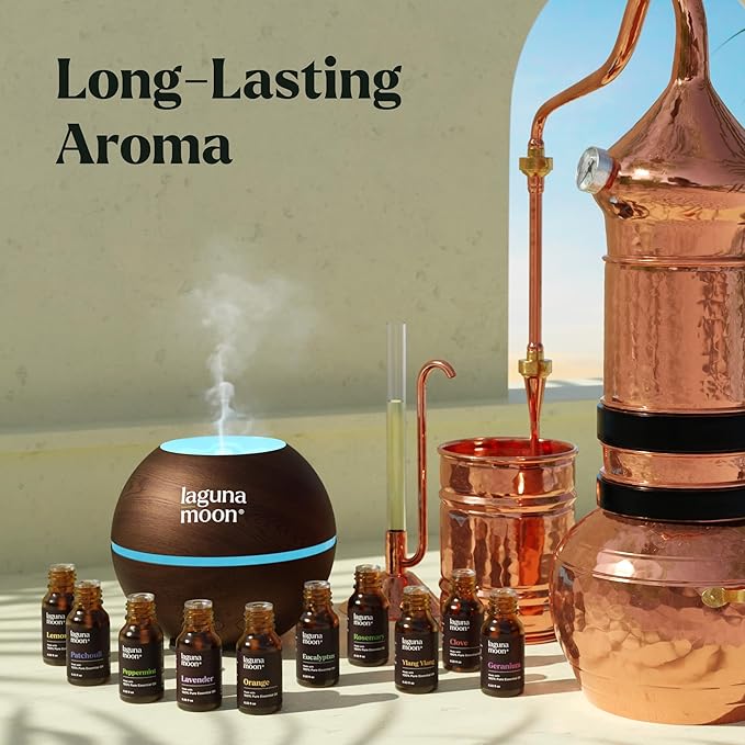 Lagunamoon Essential Oils Set, Top 20 Gift Set Oils for Diffusers, Humidifiers, Aromatherapy, Candle Making Scents, Cars & Home Products, Peppermint, Tea Tree, Lavender, Eucalyptus, Lemongrass (10mL) - Bloomnest