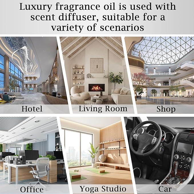 Luxury Hotel Scent Santal Oil Diffuser Refill Kit | Long Lasting Essential Oil for Large Room, HVAC & Car Waterless Fragrance Diffusers| Nanotech Formula| Spa Calming Aromatherapy Oil (20ml/0.7FL oz) - Bloomnest