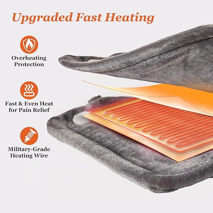 Heating Pad for Neck Shoulder and Back, Valentines Day Gifts for Her Him, Birthday Gift for Women Men Mom, Deeper Pain Relief,Large Weighted Heat Pad, ETL Certified, Gray - Bloomnest