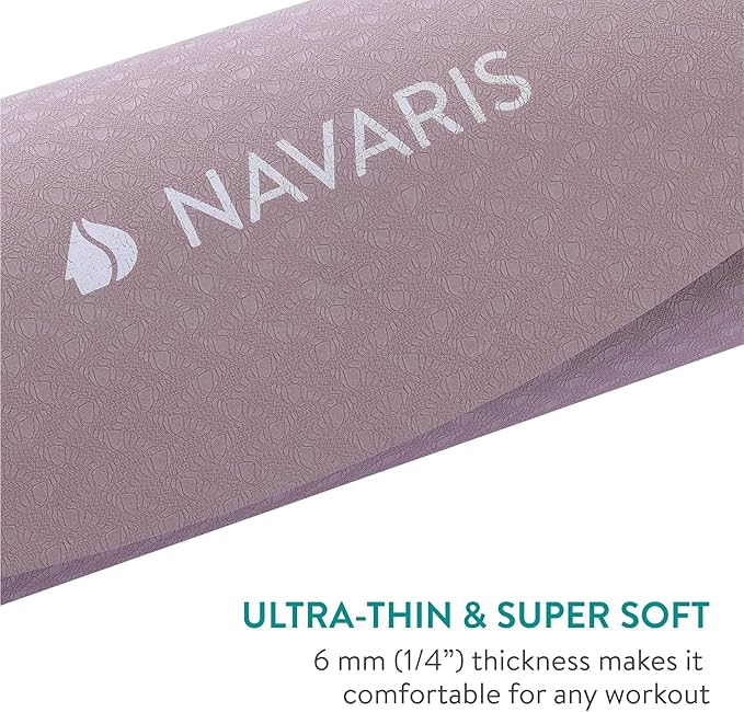 Navaris Round Yoga Mat - 47" Diameter Circular Exercise Mat 1/4" Thick - Non-Slip Mat for Cardio, Workout, Fitness, Tai Chi, Meditation - Size Small - Bloomnest