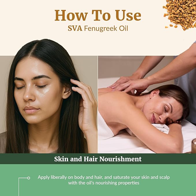 SVA Fenugreek Oil 4oz (118ml) Premium Carrier Oil with Dropper for Hair Care, Hair Oiling, Scalp Massage & Skin Care - Bloomnest