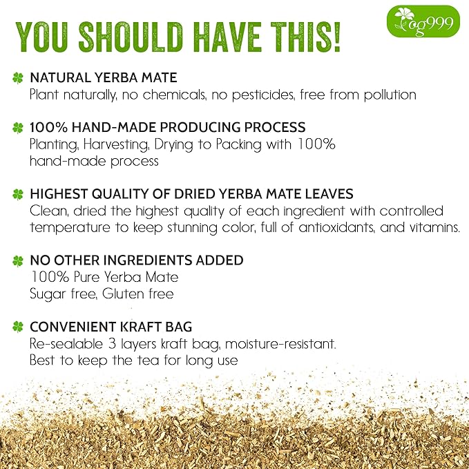 TOG999, Premium 18oz Yerba Mate Tea, Hi-Caffeine, Super-Green Yerba Mate| No Dust| Fresh - Never Aged (Ilex Paraguariensis), Cultivated from Argentina - Rich in Antioxidants and Plant Nutrients. - Bloomnest