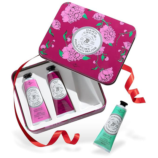 La Chatelaine Hand Cream Gift Set for Women, Hand Lotion for dry cracked hands, Travel Size, Natural Hand Cream Made in France with Organic Shea Butter (Cherry Almond, Wild Fig, & Gardenia) 3 x 1 fl - Bloomnest