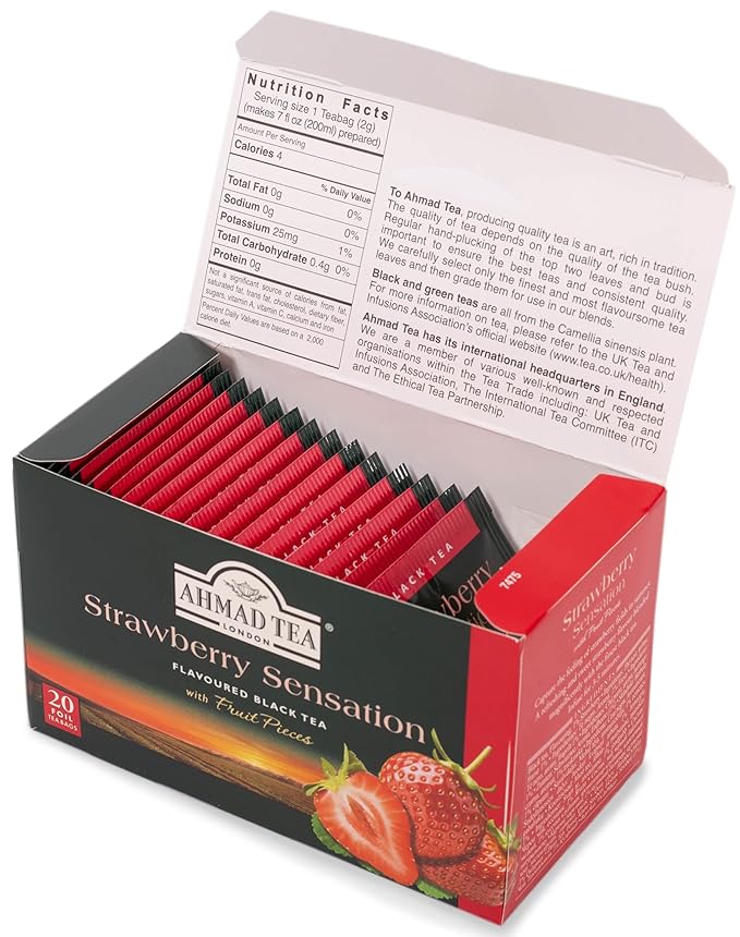 Ahmad Teas - Strawberry Black Tea 1.4oz - 20 Tea Bags - Bloomnest