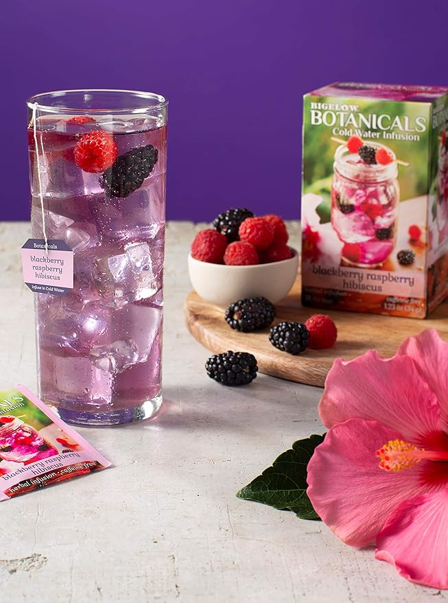 Bigelow Botanicals Cold Water Infusion Blackberry Raspberry Hibiscus Tea Bags 18 Count Box (Pack of 3), Herbal Infusion, Caffeine Free, 54 Tea Bags Total - Bloomnest