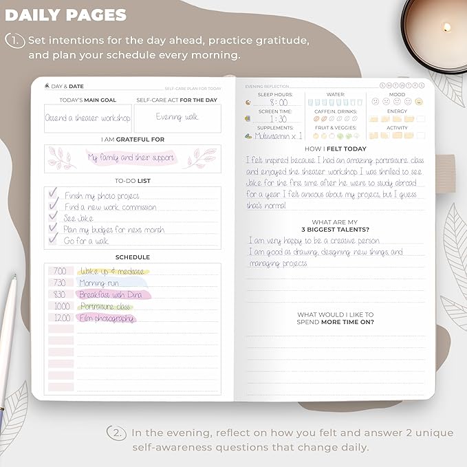Clever Fox Self-Care Journal Pocket – Daily Reflection Notebook – Mental Health & Personal Development Planner, Meditation & Mood Log (Seashell) - Bloomnest