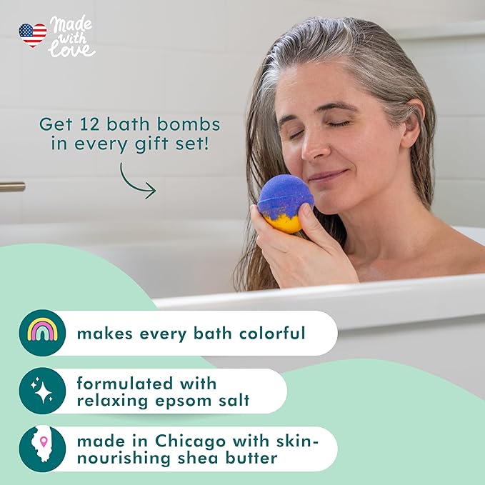 Anovina 12XL Bath Bombs for Women & Kids, Spa Gifts with Essential Oils, Relaxation & Stress Relief, Aromatherapy Bath Products, Made in USA Gift Set, Natural Scented Bath Bombs for Men - 12 Pack - Bloomnest