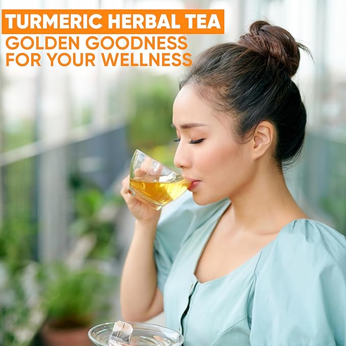 HERBOGANIC Turmeric Herbal Tea - Digestion Support and Immune Boost | Refreshing and Delicious Blend | Natural Ingredients | 20 Tea Bags - Bloomnest