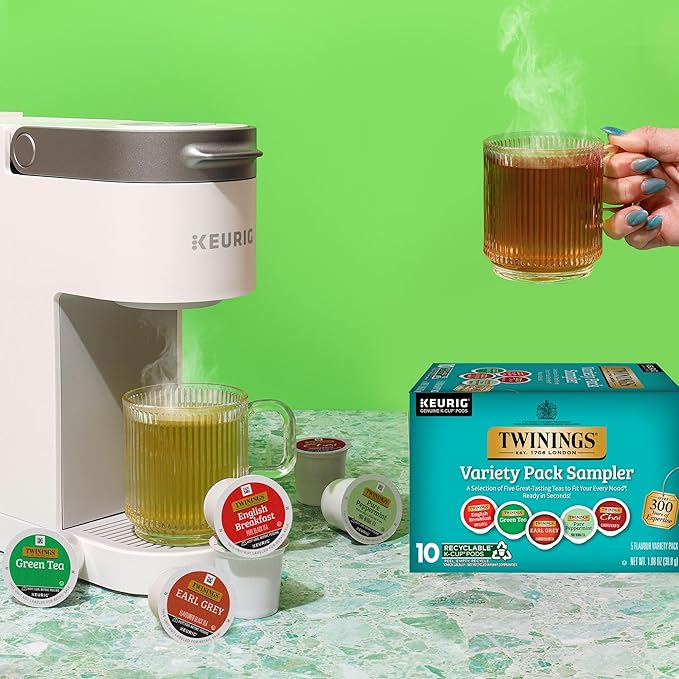 Twinings K-Cup Pods Variety Pack, Includes English Breakfast, Earl Grey, Chai, Green, and Peppermint for Keurig and Single Cup Brewers, 10 Count (Pack of 1), Enjoy Hot or Iced - Bloomnest