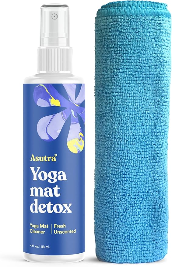 ASUTRA Yoga Mat Cleaner Spray (Fresh & Unscented), 4 fl oz - No Slippery Residue, Deep-Cleansing for Fitness Gear & Gym Equipment, Microfiber Towel Included - Bloomnest