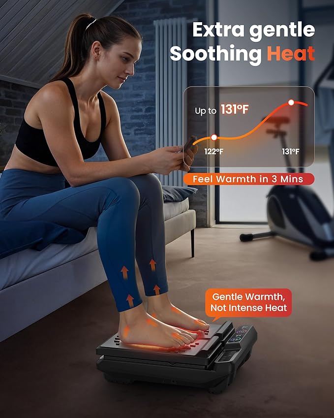 Foot Massager for Neuropathy,Plantar Fasciitis, High-Frequency Vibration Feet Massager with Heat, 30 Speed Levels & 3 Angles Relax Calf Leg and Foot for Circulation Pain Relief, Remote Control - Bloomnest