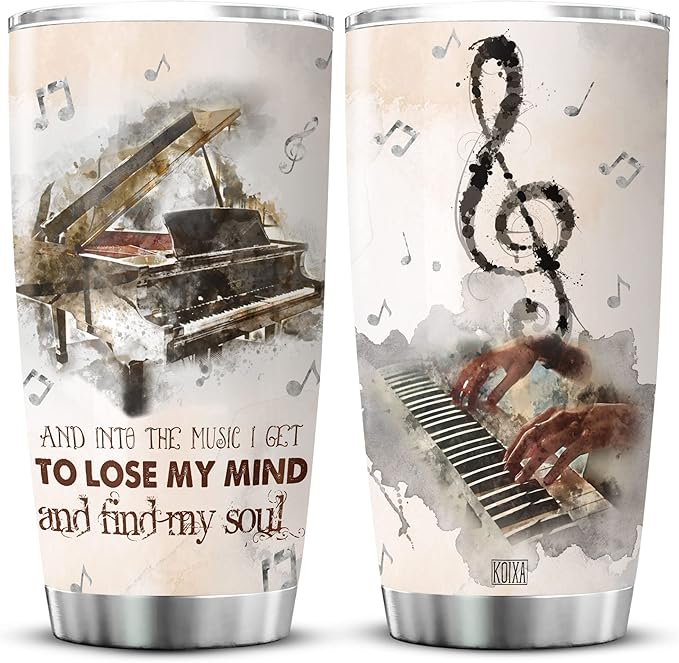 Piano Coffee Tumbler 20 Oz With Lid And Into The Music I Get To Lose My Mind And Find My Soul Pianist Gifts For Women Insulated Cup Music Enthusiast Gifts For Piano Teachers - Bloomnest