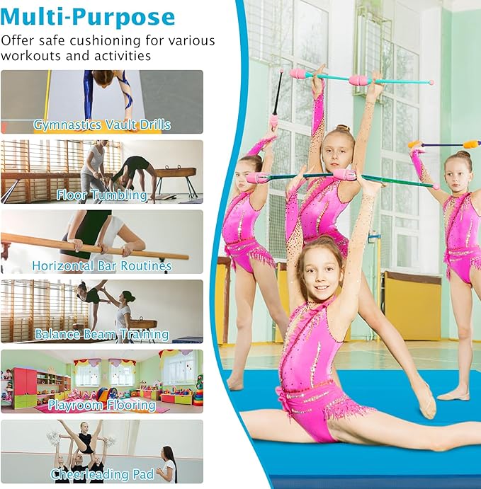 Giantex 4' x 4' Folding Gymnastics Mat with Carry Handles, Bio-Folding Tumbling Mat for Kids & Cheerleading - Bloomnest