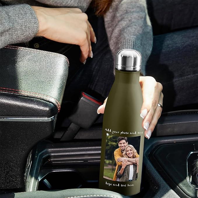 USA Custom Water Bottle, 17oz Personalized Sport Water Tumbler, Stainless Steel Material, Leak-Proof, insulation, Customizabne Name, Suitable for Travel Holiday Gift for Women - Bloomnest