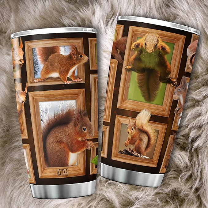 Squirrel Insulated Tumbler With Lid 20 Oz Cute Squirrels Rodent Animal Print Cup Christmas Gift For Women Birthday Present Squirrel Things For Squirrel Lovers Animals Gifts - Bloomnest