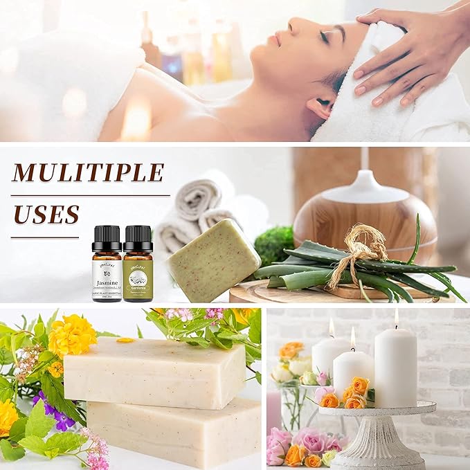 yethious Jasmine Gardenia Essential Oil Set 100% Pure Gardenia Fragance Oil Jasmine Aromatherapy Oils for Diffuser - 2 Pack 10ML - Bloomnest