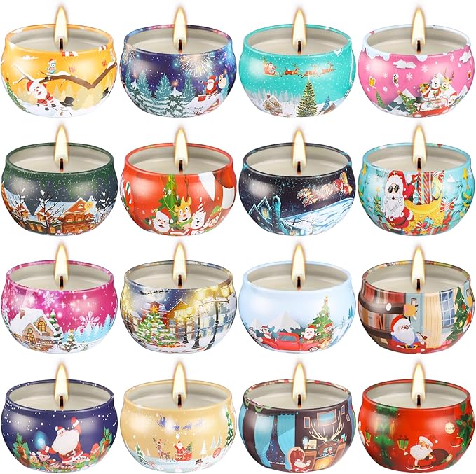 16PCS Scented Candles Christmas Gift Set, Natural Soy Wax 2.5oz Candles for Christmas Gift, 16 fragrances Flavor - Bloomnest