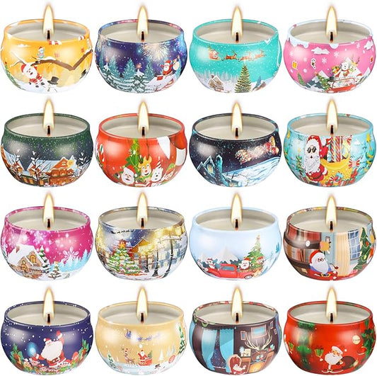 16PCS Scented Candles Christmas Gift Set, Natural Soy Wax 2.5oz Candles for Christmas Gift, 16 fragrances Flavor - Bloomnest