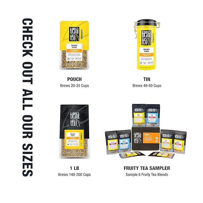 Tiesta Tea - Orange Tango, Loose Leaf, Orange Hibiscus Herbal Tea, Premium Non-Caffeinated Fruit Blend, Makes Hot or Iced & Up to 50 Cups, 4oz Refillable Tin - Bloomnest