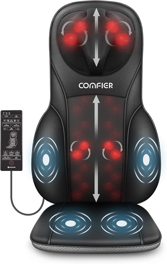 COMFIER Shiatsu Back Massager with Heat, Deep Kneading & Rolling Massage Chair Pad, Chair Massager for Office Home Use, Gift for Dad Mom - Bloomnest