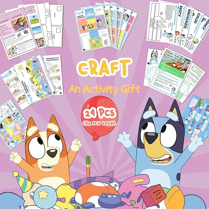Blue Heeler Arts and Crafts Kits for Kids, 18-in-1 Birthday Gifts Set Crafts Includes Heeler Family Games, Colouring, DIY Activities, Creative Kids Crafts Kit Gifts for 3+ Years Old Girls & Boys - Bloomnest