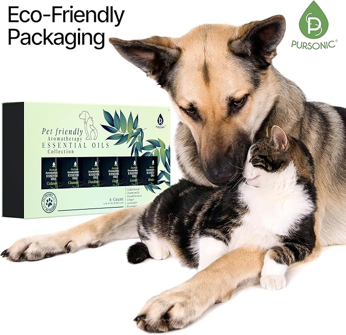 PURSONIC Pet Friendly Aromatherapy Essential Oils Collection, 6-Count - Safe for Dogs and Cats, Natural Relaxation and Stress Relief - Bloomnest