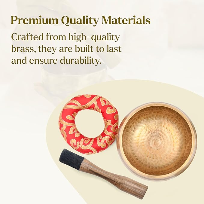 Tibetan Singing Bowl Set-Authentic Cuencos Tibetanos for Sound Healing, Meditation & Chakra Balancing - Includes Cushion, Mallet-Unique Spiritual Gifts for Women and Men (5.2 Inch Bowl) LNYSI