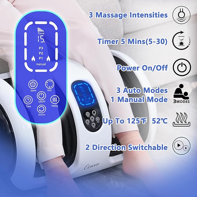 Foot Massager with Heat,Shiatsu Foot Massager for Plantar Fasciitis,Pain Relief and Heat Therapy-Massage Leg/Calf/Ankle with Deep Kneading,Gift for Family and Friends(White) - Bloomnest