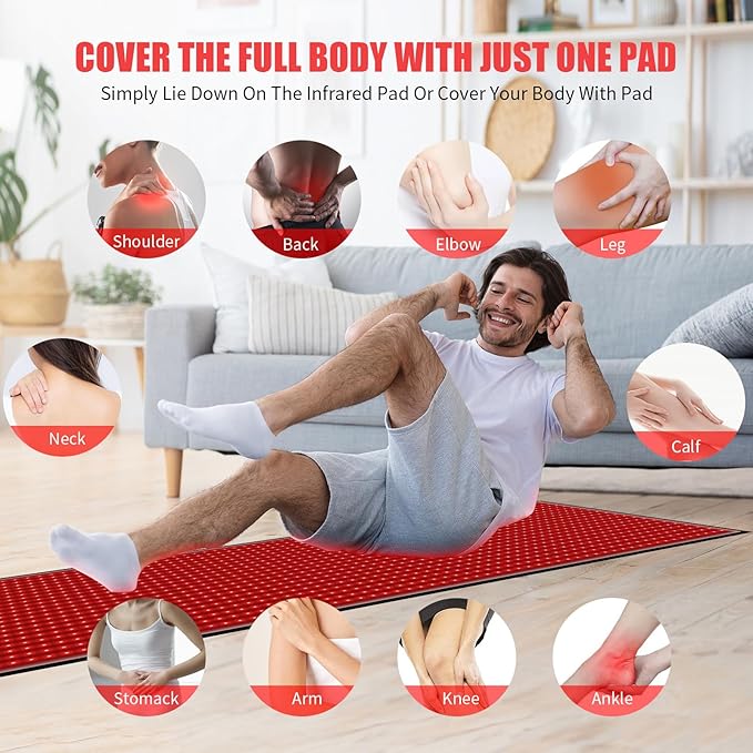 Red Light Therapy Mat for Body Pain Relief,Red Light Therapy Blanket 1280 LEDs Red Near Infrared 660nm 850nm Full Body Pad, 71"x 31" Large Red Light Therapy Pad cabpay