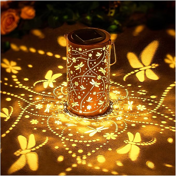 Dragonfly Solar Lanterns Outdoor Waterproof Hanging Solar Lights Dragonfly Gifts for Women Men Metal Decorative LED Dragonfly Lanterns for Garden Decor,Yard,Patio,Lawn,Tabletop,Pathway,Landscape - Bloomnest
