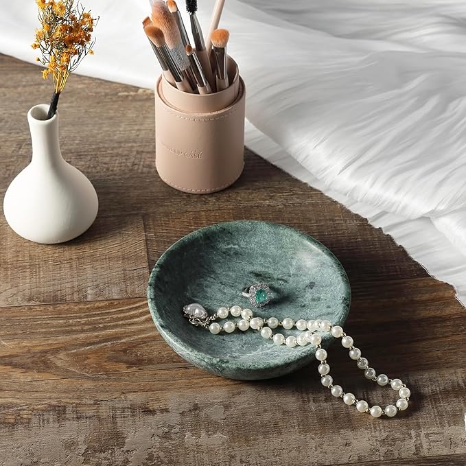 Koville Natural Green Marble Incense Holder, Upgraded 6" Incense Holders for Sticks, Sturdy Incense Burner Ash Catcher, Ideal for Meditation, Relaxing, Easy to Clean