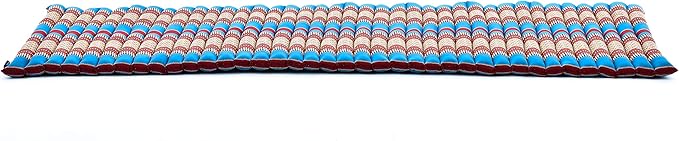 Leewadee - Foldable Floor Mattress - Japanese Roll Up Futon -Trifold Tatami Mat- Guest Floor Bed - Camping Mattress - Thai Massage Mat, Kapok Filled, 75 x 28 inches, Blue Red - Bloomnest