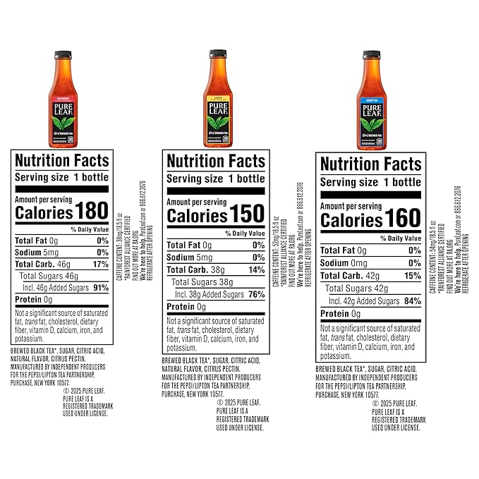Pure Leaf Iced Tea, Sweetened 3 Flavor Variety Pack, 18.5 Fl Oz Bottles (Pack of 12) - Bloomnest
