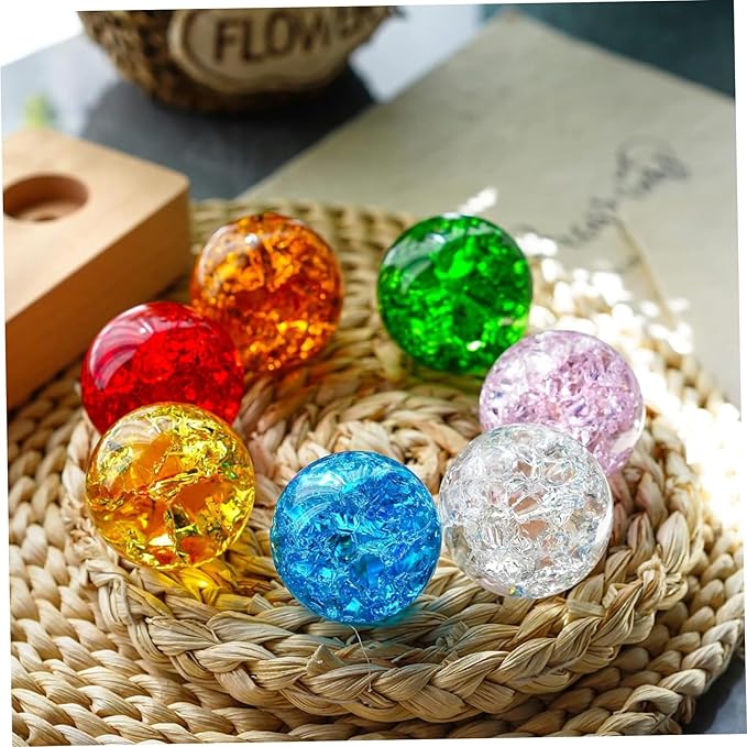 7PCS Crystal Ball 7-Color LED Sphere Light with Wooden Stand, Meditation & Yoga Ambient Glass Lamp for Home, Bedroom & Wellness Decor. - Bloomnest