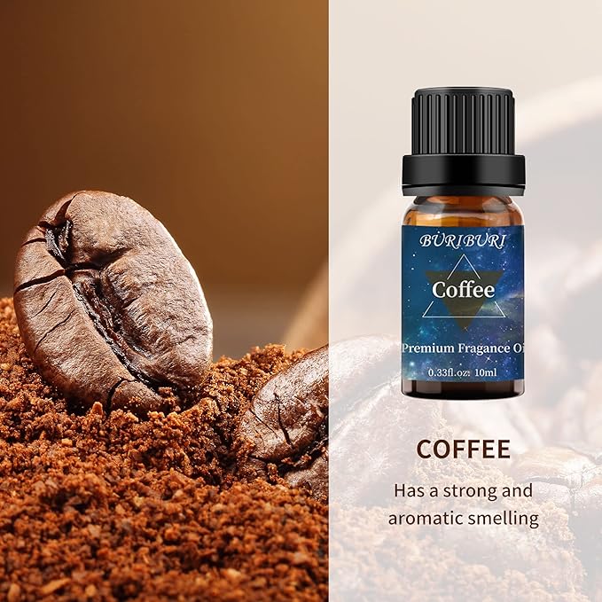 BURIBURI Sandalwood Oil Essential Oil and Coffee Essential Oil 10ml, 100% Pure Coffee Fragrance Oil for Diffuser, Massage BURIBURI