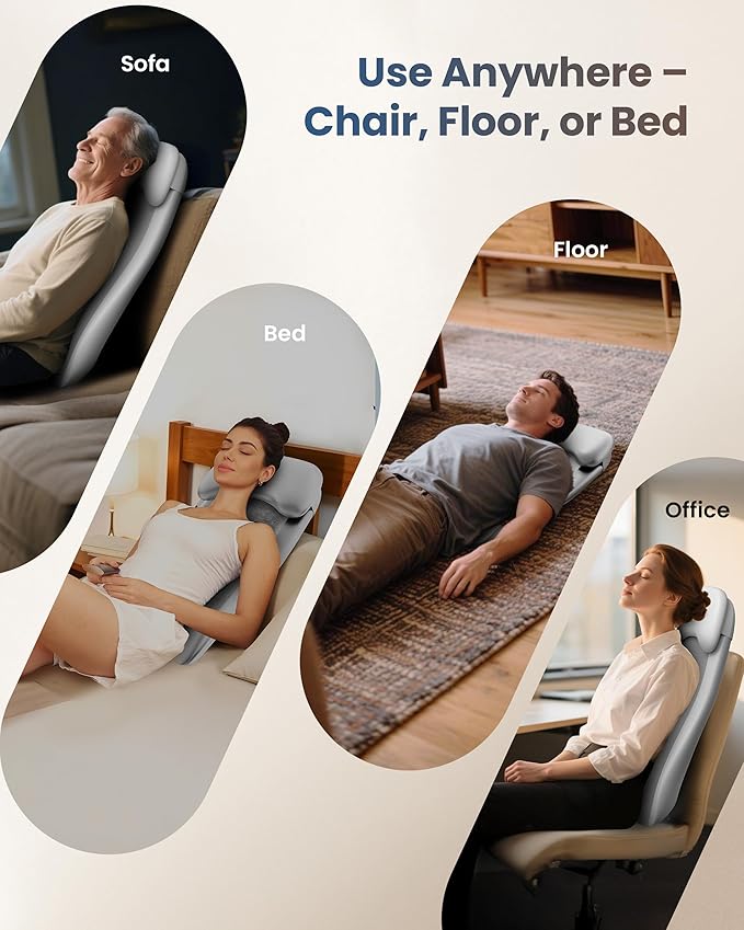 COMFIER Cordless Back Massage Chair Pad with Multi Functions, 2D/3D/Mix Shiatsu Neck and Back Massager with Heat, Chair Massager for Home Office Indoor/Outdoor Use - Bloomnest