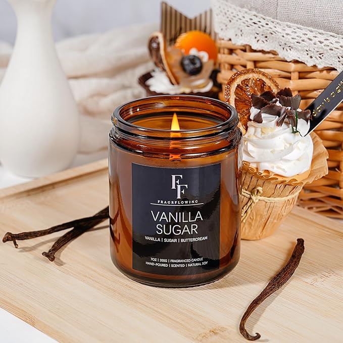 Vanilla Sugar Scented Candles for Home, Soy Wax Candle Aromatherapy Candles Gift for Women Men, 7oz - Bloomnest