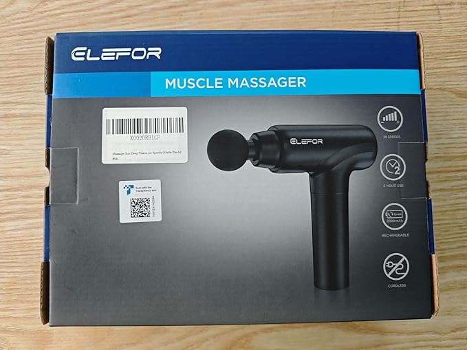 Elefor Massage Gun Deep Tissue,Percussion Back Massager Gun for Athletes Muscle Massage Gun for Pain Relief with 8 Massage Heads & 20 Speeds (Matte Black)