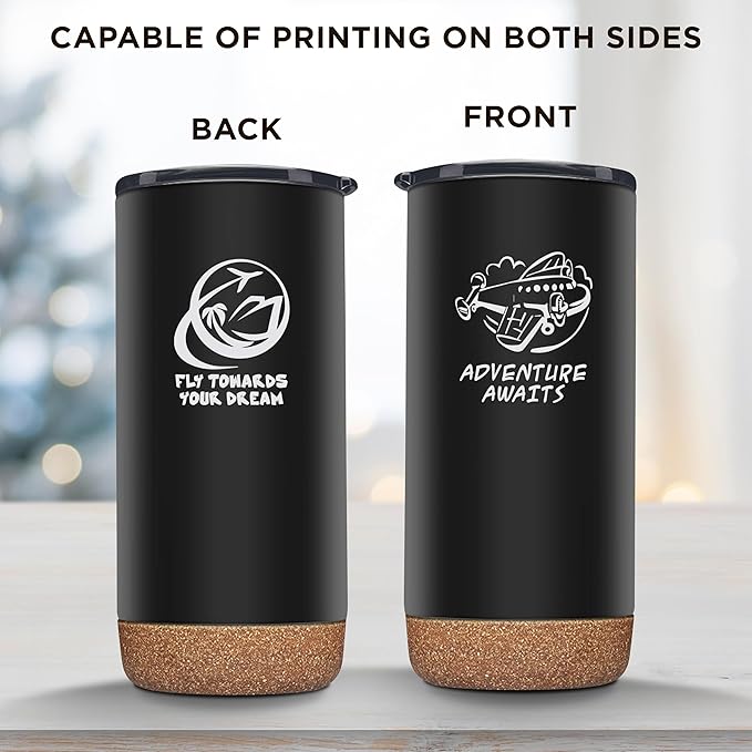 DISCOUNT PROMOS Custom Tumblers Cork Bottom 16 oz Set of 10/50/100 Personalized Bulk Pack Double Wall Insulated Matte Finish Iced Coffee Soda - Black - Bloomnest