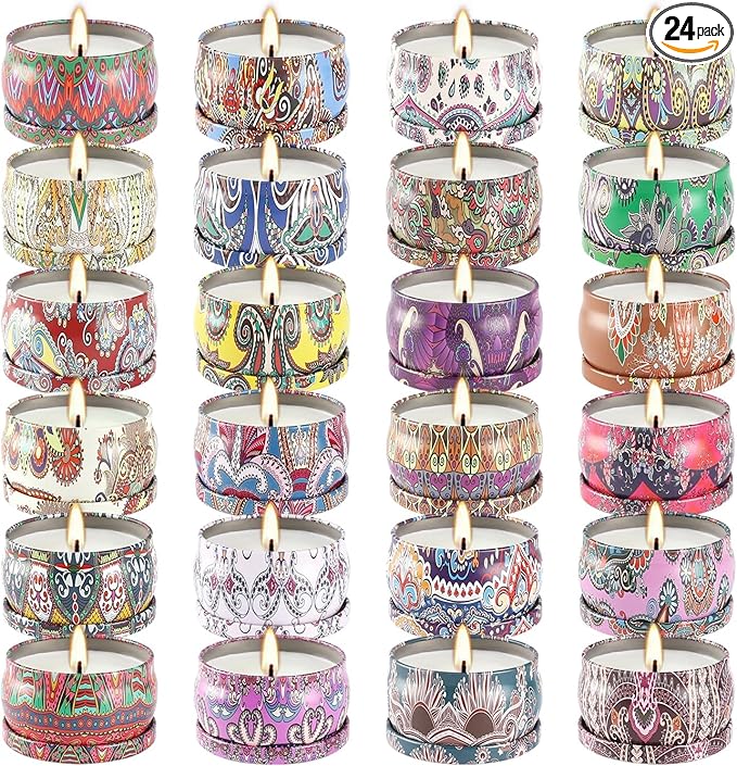 24 Pack Scented Candles Set for Home, Relaxing Stress Relief, Aromatherapy - Natural Soy Wax and Fragrance - Gifts for Women, Mom, Best Friend, Wife, Birthday - Bloomnest
