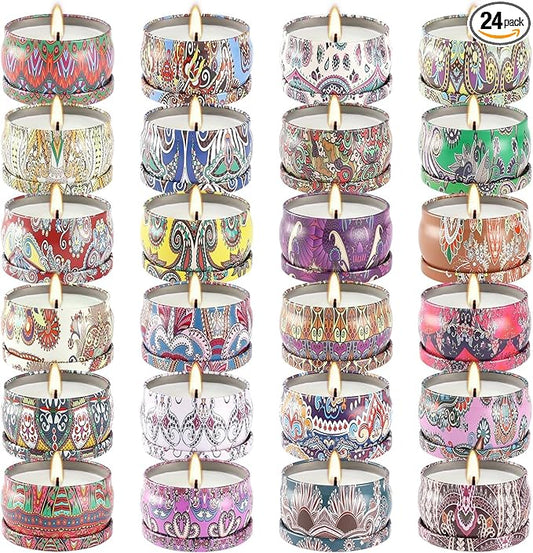 24 Pack Scented Candles Set for Home, Relaxing Stress Relief, Aromatherapy - Natural Soy Wax and Fragrance - Gifts for Women, Mom, Best Friend, Wife, Birthday - Bloomnest
